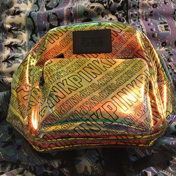 PINK Victoria's Secret Handbags - Mini VS PINK Holographic Backpack💕